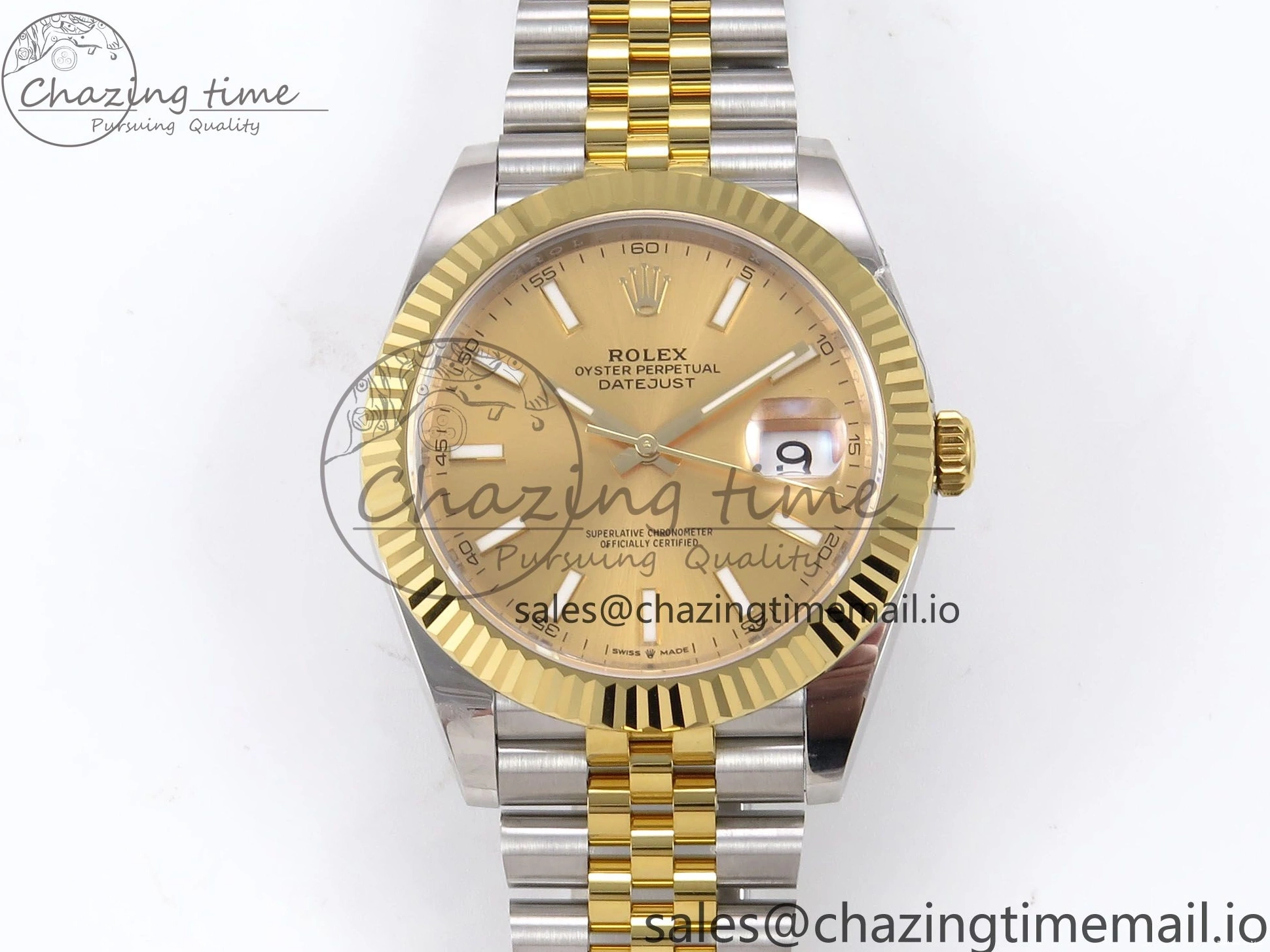 1220 Vibrant DateJust 41 126333 EWEF Best Edition YG Stick Dial on SS YG Jubilee Bracelet A 990